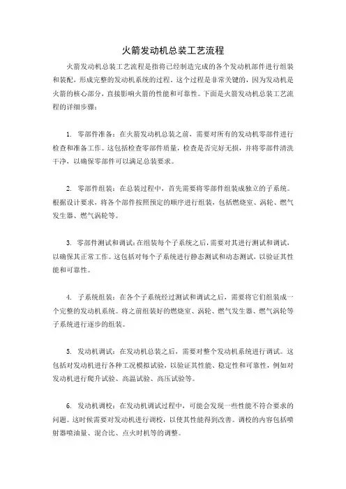 火箭发动机总装工艺流程