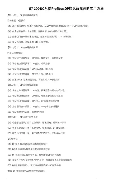 S7-300400系统ProfibusDP通讯故障诊断实用方法