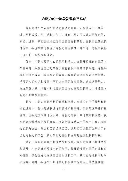 内驱力的一阶段发现自己总结