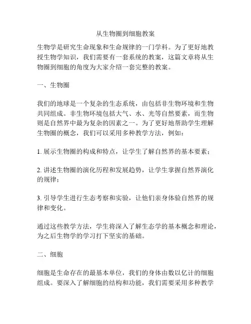 从生物圈到细胞教案