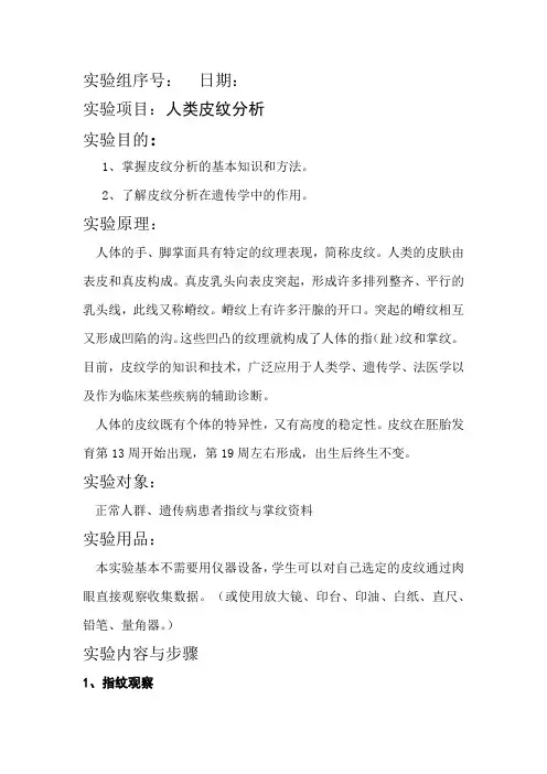 遗传学实验——人类皮纹分析