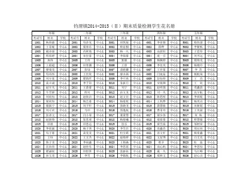 钓渭镇学生花名册总表(1-5)