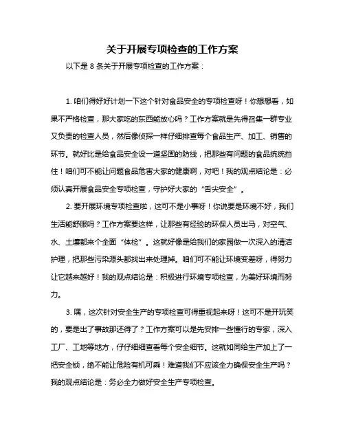 关于开展专项检查的工作方案