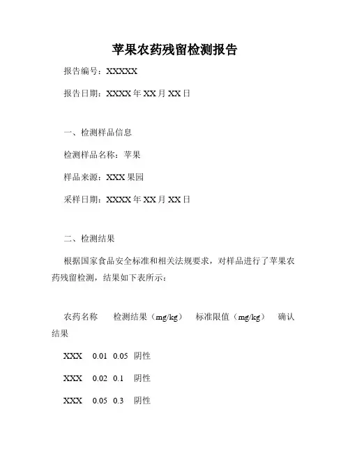 苹果农药残留检测报告