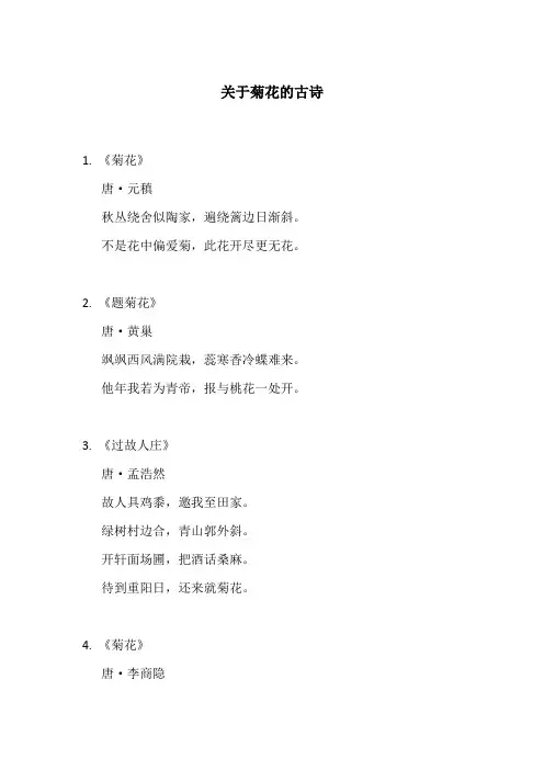 关于菊花的古诗