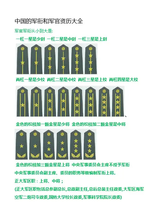中国的军衔和军官资历大全