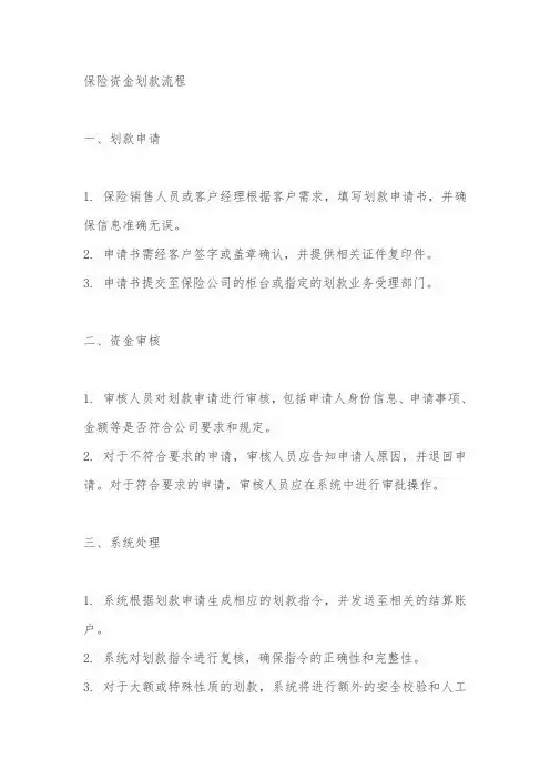 保险资金划款流程