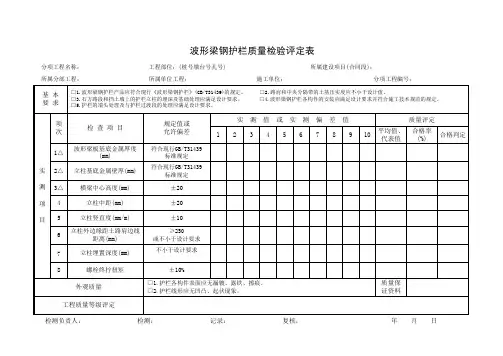 波形梁钢护栏质量检验评定表