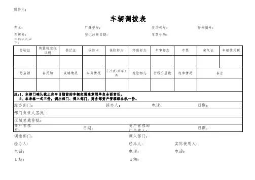 车辆调拨、交接表