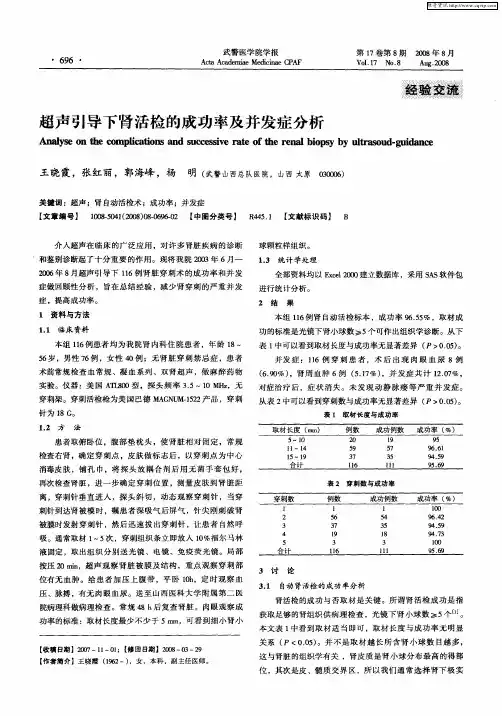 超声引导下肾活检的成功率及并发症分析