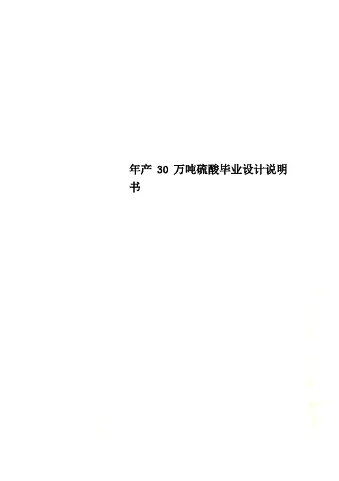 年产30万吨硫酸毕业设计说明书