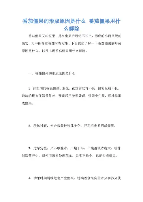 番茄僵果的形成原因是什么 番茄僵果用什么解除