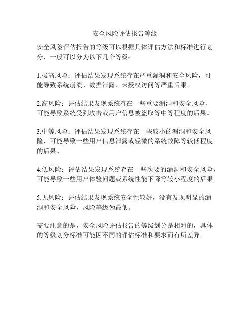 安全风险评估报告等级