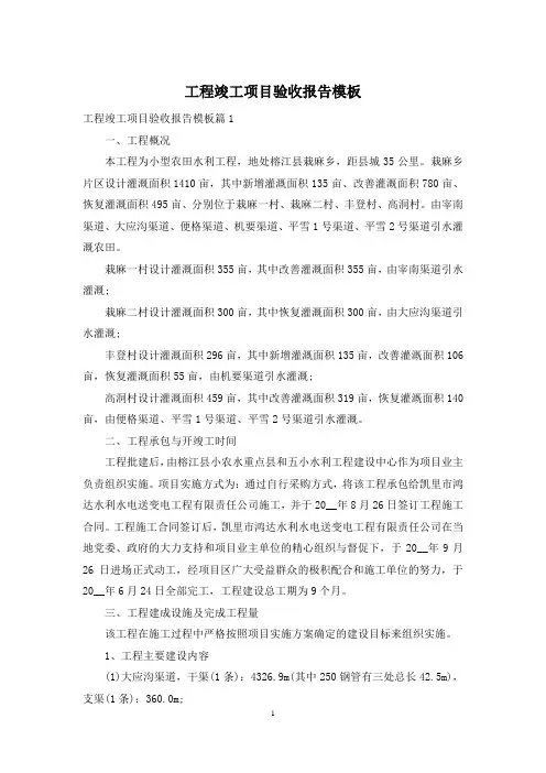 工程竣工项目验收报告模板