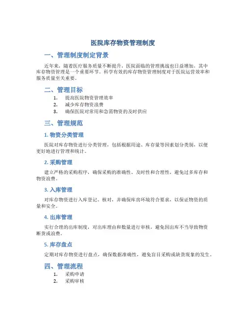 医院库存物资管理制度