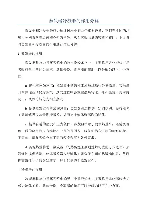 蒸发器冷凝器的作用分解
