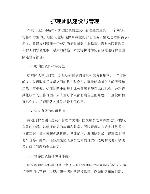 护理团队建设与管理