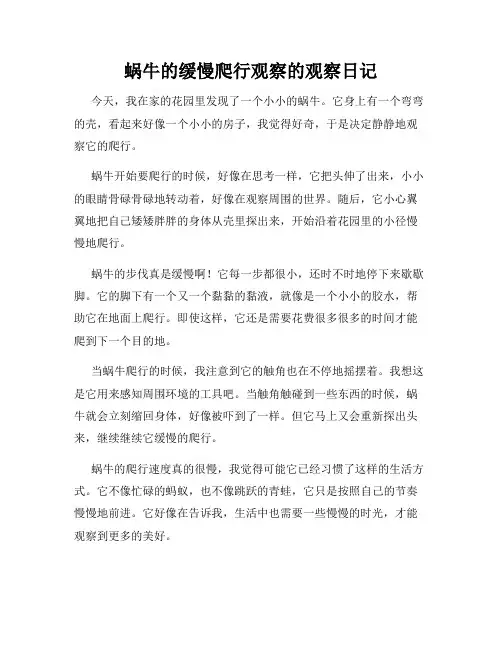 小学三年级作文蜗牛的缓慢爬行观察的观察日记