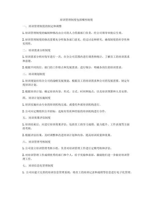 培训管理制度包括哪些制度