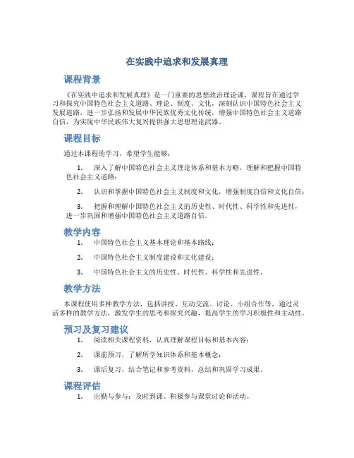 《在实践中追求和发展真理》教案