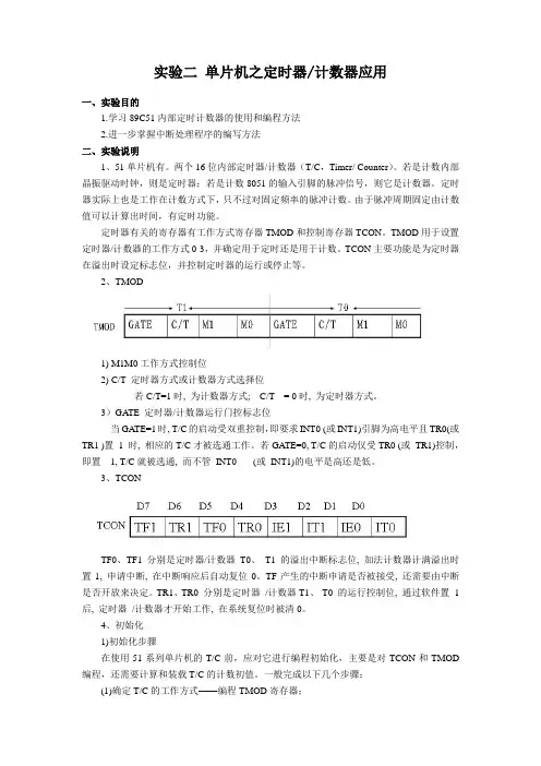 单片机实验二  定时器-计数器应用