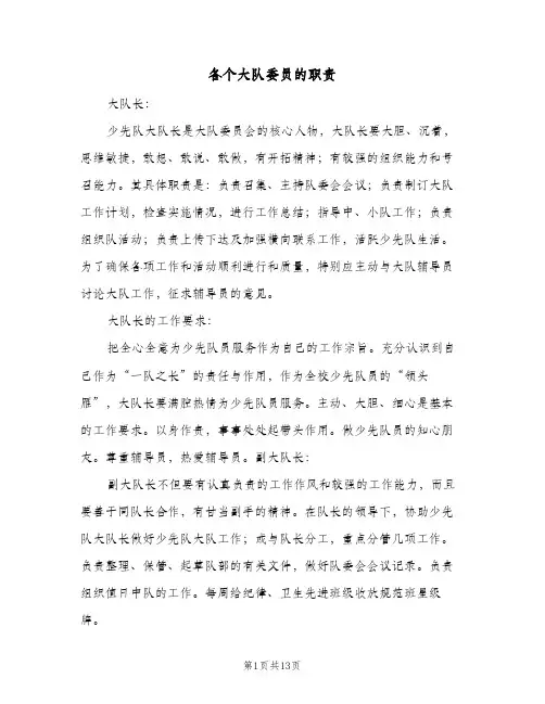 各个大队委员的职责(三篇)