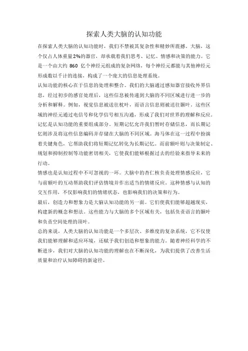 探索人类大脑的认知功能