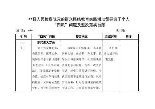 群众路线整改落实台账