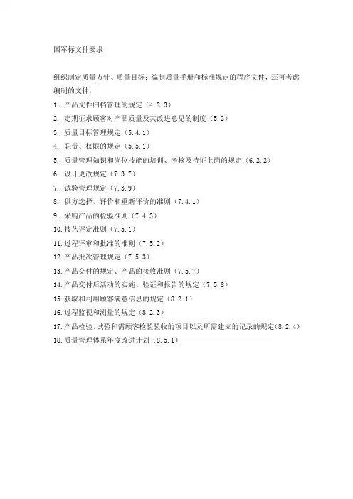 国军标文件要求