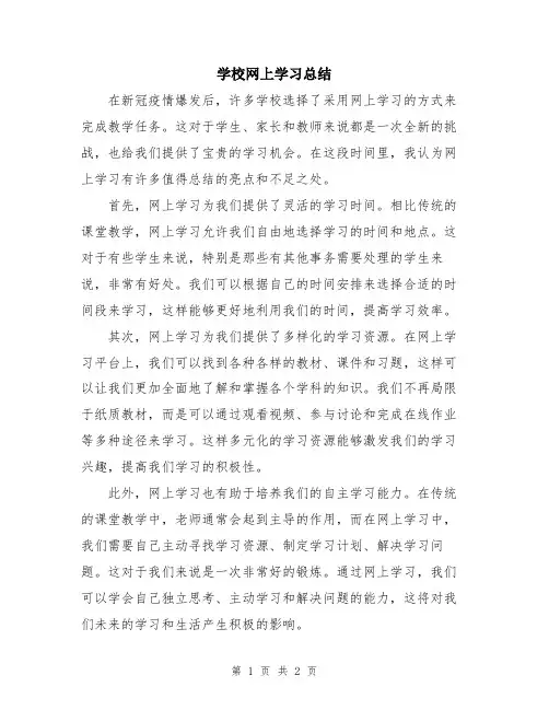 学校网上学习总结