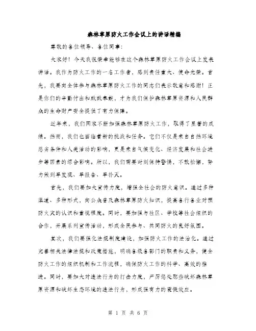 森林草原防火工作会议上的讲话精编（3篇）