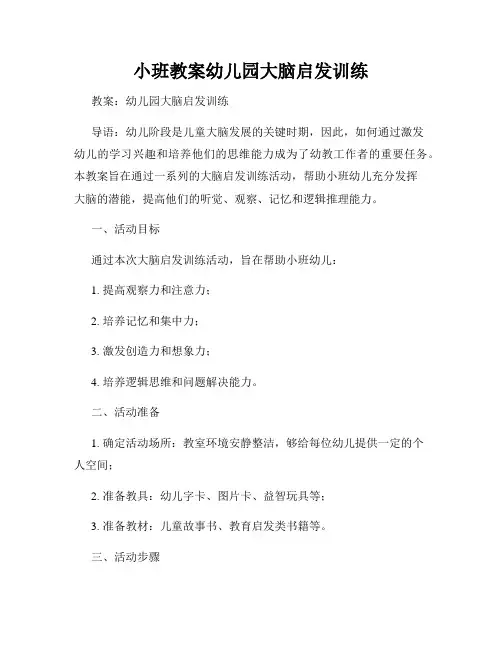小班教案幼儿园大脑启发训练