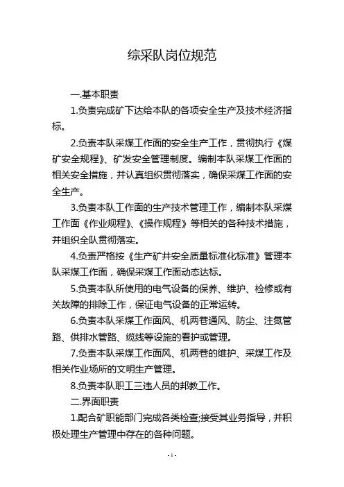 综采队岗位规范