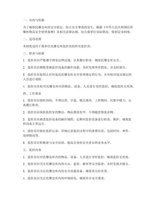 民爆仓库监控员管理制度