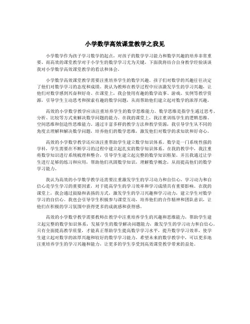 小学数学高效课堂教学之我见