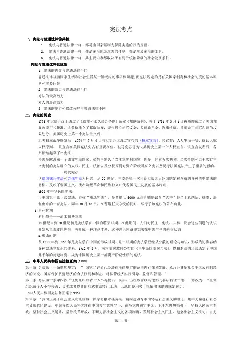 宪法考点