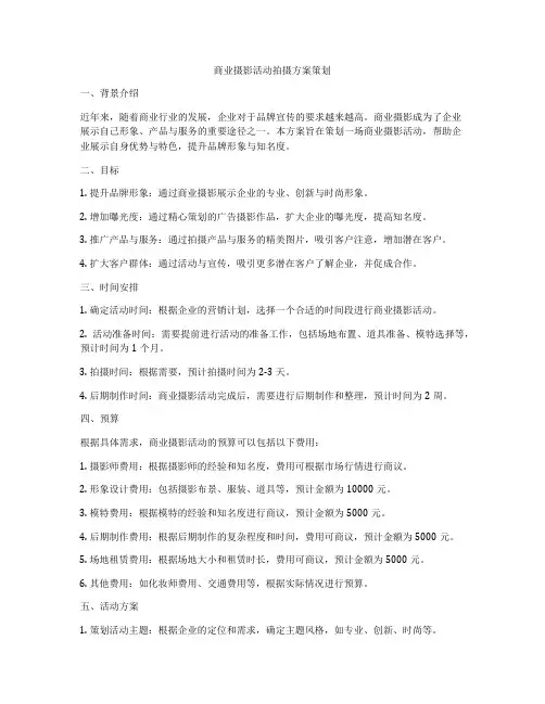 商业摄影活动拍摄方案策划
