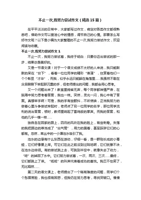 不止一次,我努力尝试作文（精选15篇）