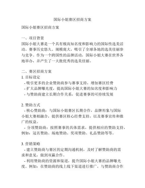 国际小姐赛区招商方案