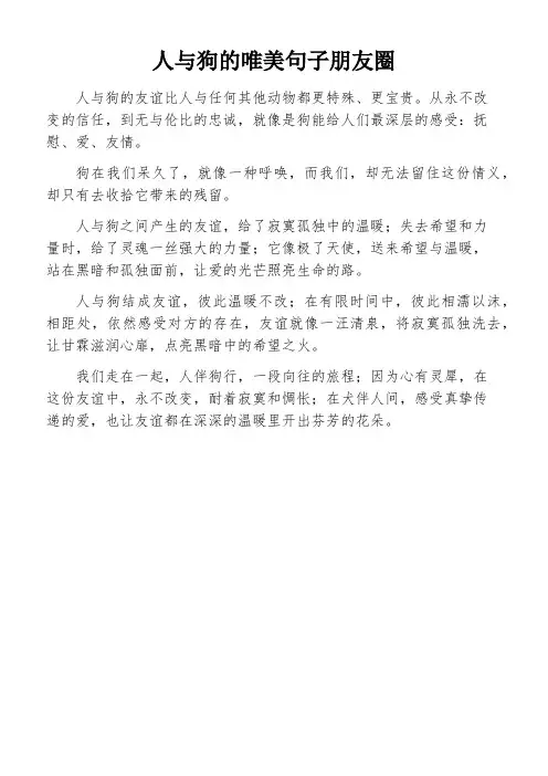 人与狗的唯美句子朋友圈