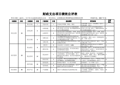 财政支出项目绩效自评表