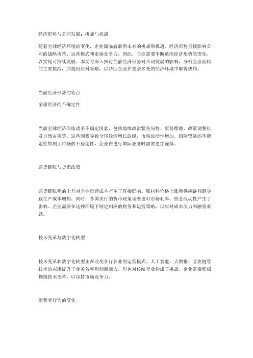 经济形势与公司发展：挑战与机遇