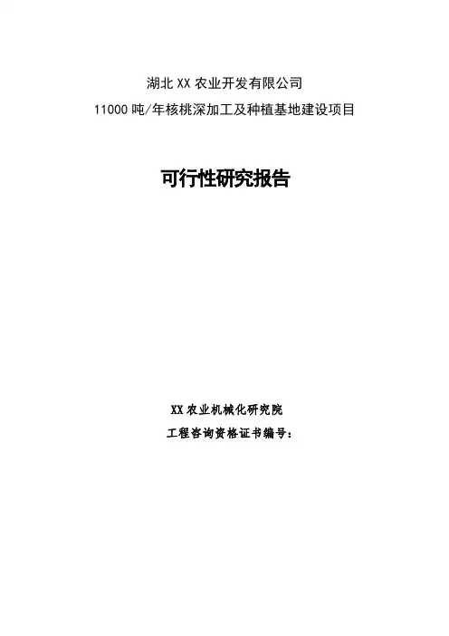 核桃深加工及种植基地建设项目可行性研究报告
