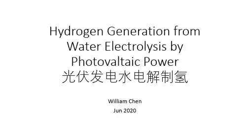 Hydrogen Generation from Water Electrolysisi by Photovaltaic Power
