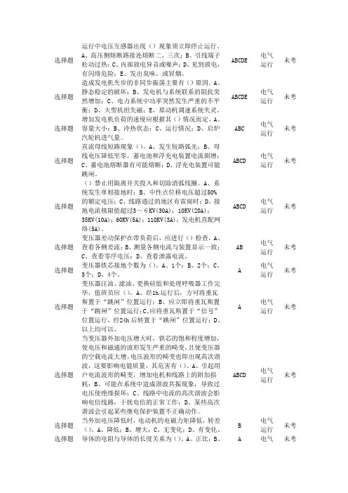 热电厂电气运行试题分享4