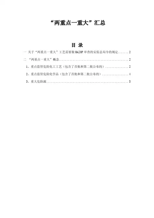 两重点一重大汇总