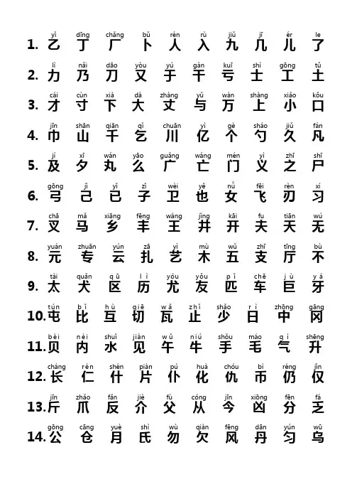 小学生必会2500个常用汉字