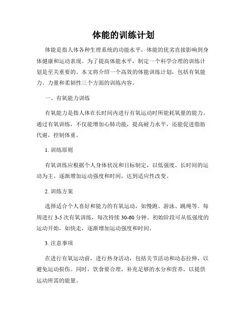 体能的训练计划