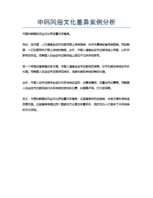 中韩风俗文化差异案例分析