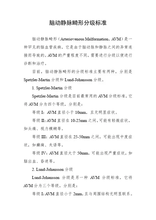 脑动静脉畸形分级标准